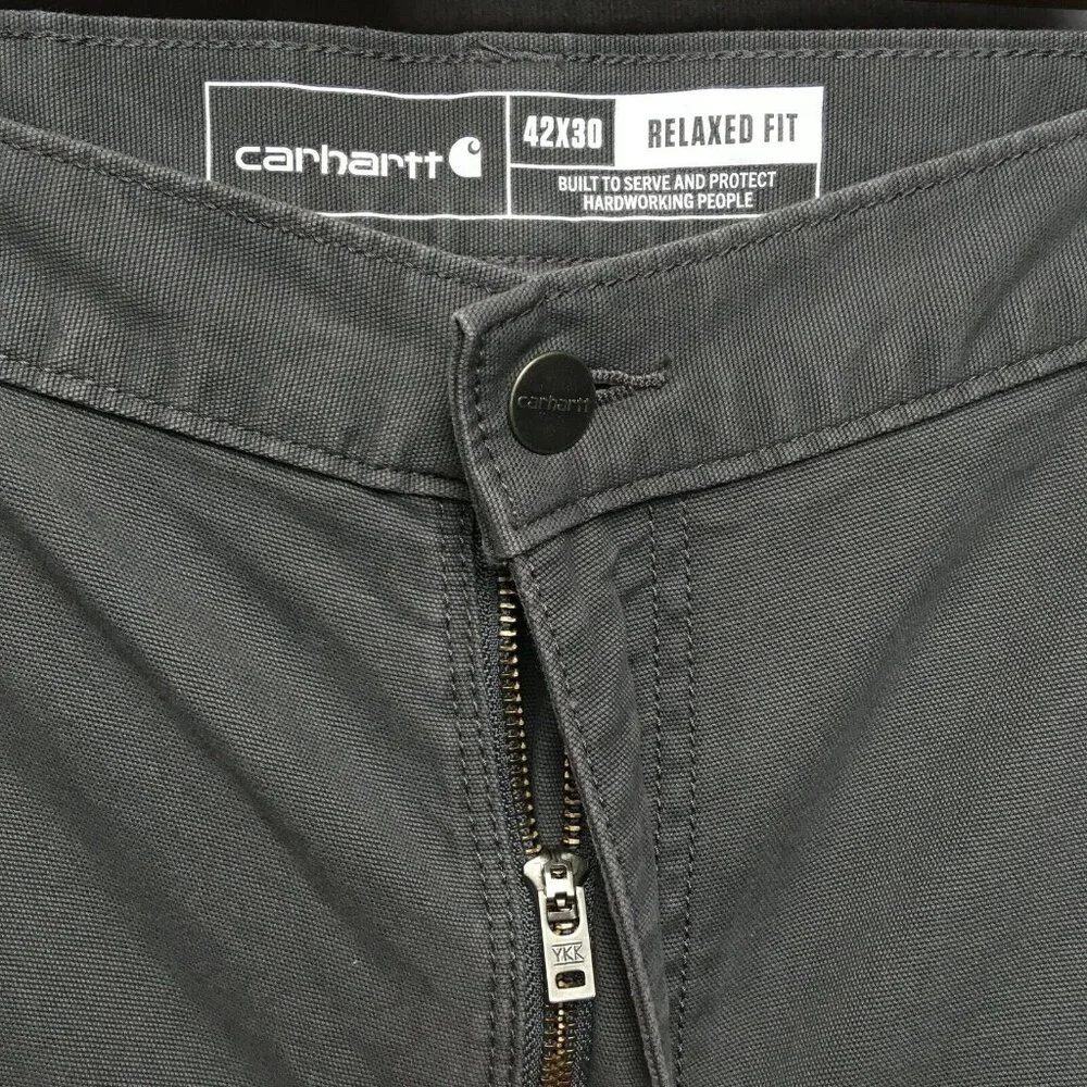 Carhartt Mens Pants‎ Relaxed Fit size 42x30 Flat Front Flex Canvas Gray Work